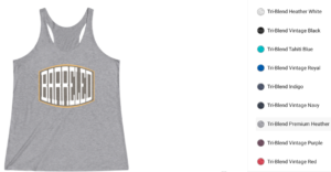 Women's tank top example with color choices