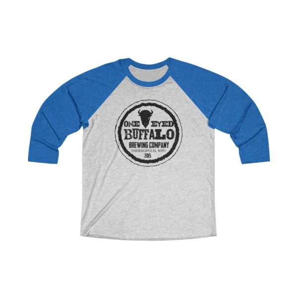 One Eyed Buffalo Brewing Unisex Tri-Blend ¾ Sleeve Raglan Baseball T Shirt - Image 2