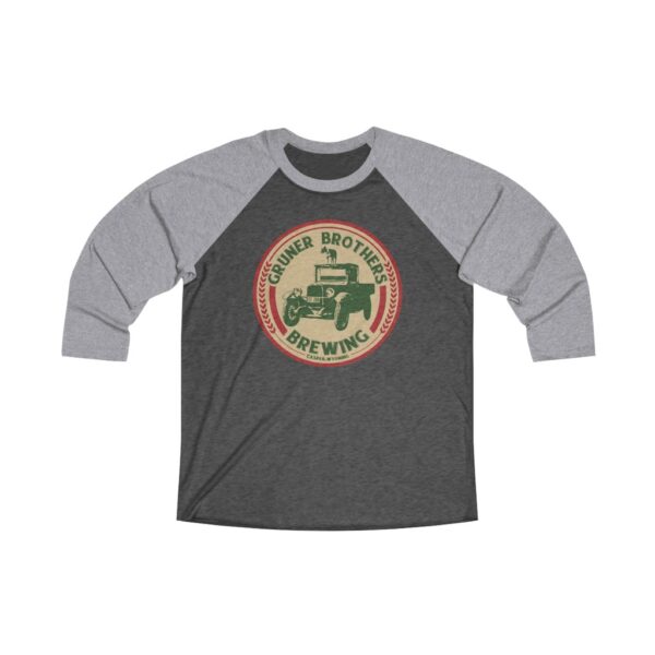 Gruner Brothers Brewing Unisex Tri-Blend ¾ Sleeve Raglan Baseball T Shirt - Image 2